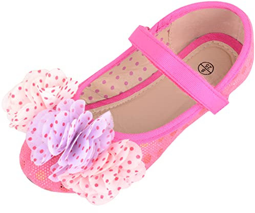 Scarpe da bambina con chiusura a strappo, stile casual, con motivo floreale, Fucsia, 24 EU