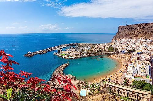 adrium AluVerbund-Bild 110 x 70 cm: Landschaft mit Puerto de Mogan, Insel Gran Canaria, Spanien (151624481)