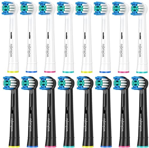 Wokuqiu Aufsteckbürsten Kompatibel mit Braun Oral b Elektrische Zahnbürste, Präzisions-Ersatz-Bürstenköpfe für Oral B Pro Smart Vitality Triumph Genius Trizone Teen, (8Weiß+8Schwarz) 16 stück