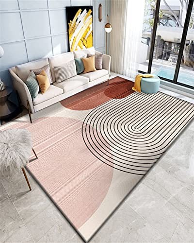 DJHWWD Produit Tapis Déco Chambre Aestethic Chambre À Coucher Maison Tapis De Salon Imprimé Tapis Géométrique Moderne Lavable en Machine RoseTapis De Couloir 180X280cm