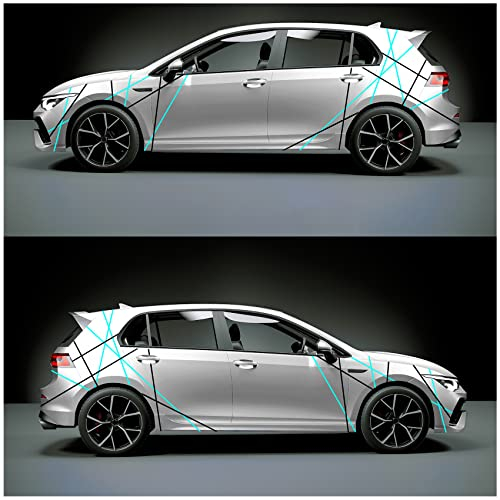 Auto Streifen Dekor Folien zweifarbig Zierstreifen 10m Länge 15mm Breite Dekorstreifen für Kfz Motorrad Boot Modellbau Zubehör Klebestreifen Rallystreifen (16 Türkis/Schwarz)