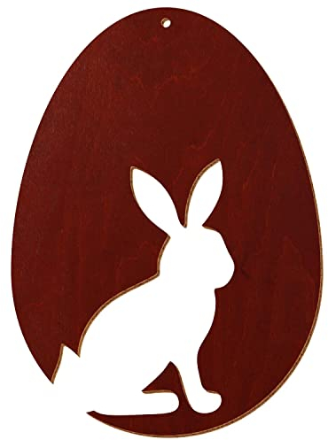 Bunte Holz Motiv-Ostereier V2 - Kirschbaum dunkel - Basteln Deko für Ostern, Motivauswahl:Osterei Motiv 7, Höhe:46cm hoch