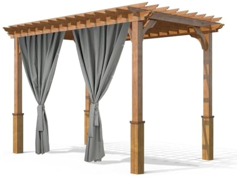 Grand Filippo Gardine 150x240 cm Grau - Outdoor Vorhang Wetterfest mit ösen - Langlebige und Wetterfeste Sonnenblende - Gardine mit Stahlseil Set - Vorhänge für Aussenbereich