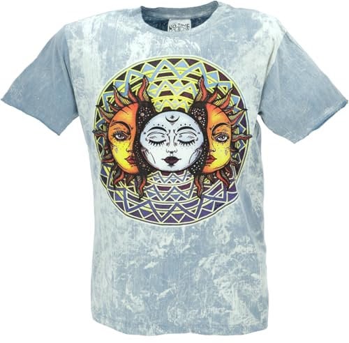 GURU SHOP No Time T-Shirt - Sonne-Mond/Blaugrau, Herren, Baumwolle, Size:XXL