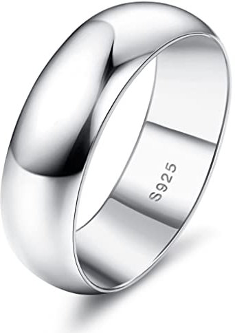 Krfy Ring Silber 925 Damen Männer 18 Karat Weißgold überzogen Plain Daumen Finger Stapelbare Aussage Kuppelringe Hochglanz Verlobung Ewigkeit Ehering Ring für Frauen