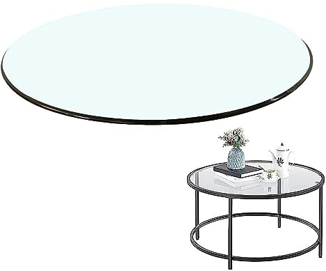 SAGIDAR para Mesa De Centro, Cristal Transparente Alto Brillo, Vidrio Templado, Mesa Comedor Redonda, Tablero Superficie Redonda De Mesa, Tablero Redondo, 48CM 60CM 70CM 80CM 98CM