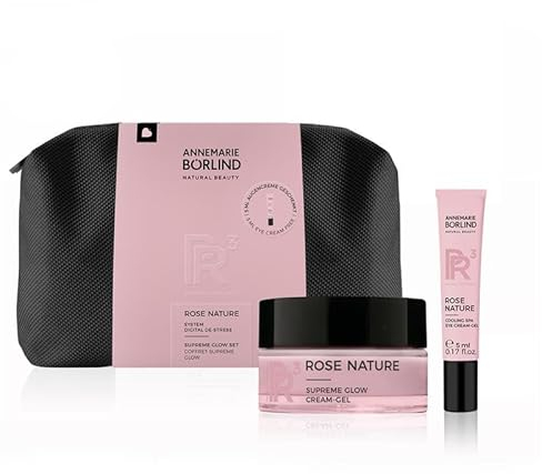ANNEMARIE BÖRLIND ROSE NATURE Supreme Glow Set (50ml+5ml) - Schützt die Haut vor Stressreaktionen. Polstert Müdigkeitsfältchen auf. Verringert die Auswirkungen von Blue Light - Vegan