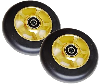 Inline-Skate-Räder mit 2er-Pack 82A 100-mm-Scooter-Räder, Inline-Skate-Räder, für den Ersatz von Rollerblade-Rädern und Kick-Scooter-Ersatzrädern, Gold