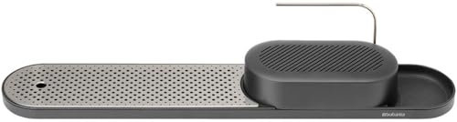 Brabantia - Organizador fregadero y bandeja de secado SinkStyle con recogegotas y placa de acero inoxidable extraíble - Elegante solución almacenamiento para la cocina - Mineral Infinite Grey
