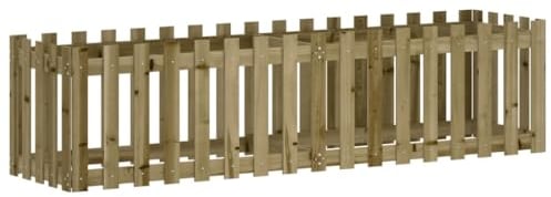vidaXL Hochbeet, Pflanzkasten mit Lattenzaun-Design, Frühbeet Pflanzbeet für Garten Terrasse, Gemüsebeet Blumenkasten, 200x50x50 cm Kiefernholz Imprägniert