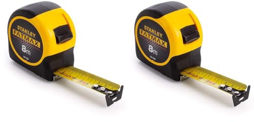 STANLEY FATMAX Tape Measure Blade Armor 8 M Metric Shock Resistant with Mylar Coating and Cushion Grip 0-33-728 (Pack of 2)