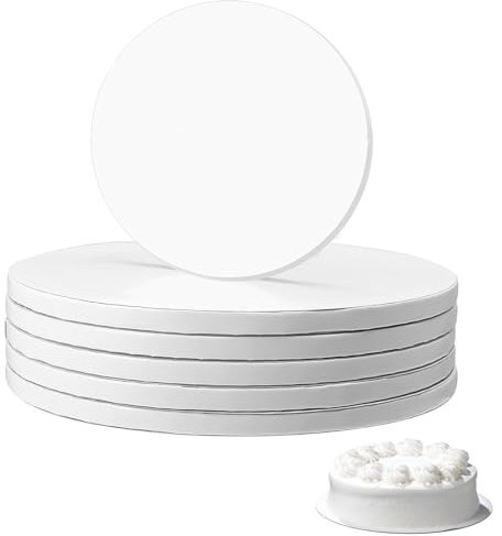 Cognitivex 6 Pcs Cake Boards 10 Inches White Cake Board Strong Round Cake Board Cake Drum Board for Fruit Cakes, Sponges Cakes, Wedding Cakes 12mm Thick Decorating Wedding Birthday Party