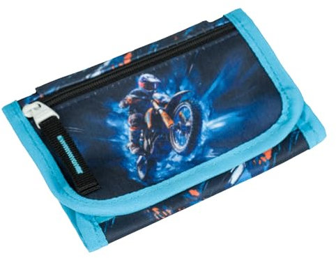 Baagl Brustbeutel Kinder - Geldbörse für Jungen - Geldbeutel, Mini Portemonnaie, Kleingeld Münzbörse (Motorrad)