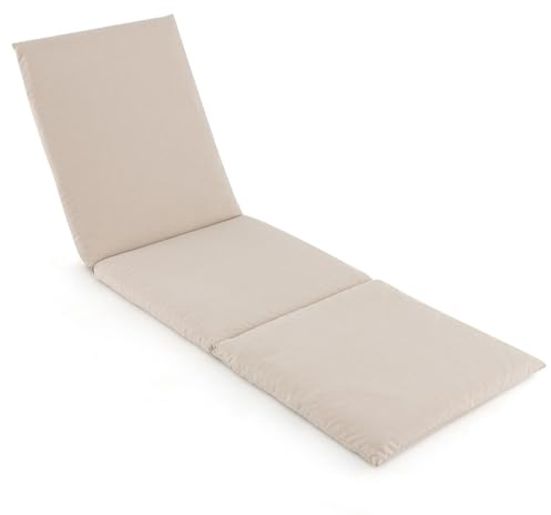 COSTWAY Cuscino per Lettino Prendisole, Tappetino per Sdraio con Cinghie di Fissaggio, Cuscino Pieghevole per Sedia da Sdraio, 182 x 59 cm (1, Beige)