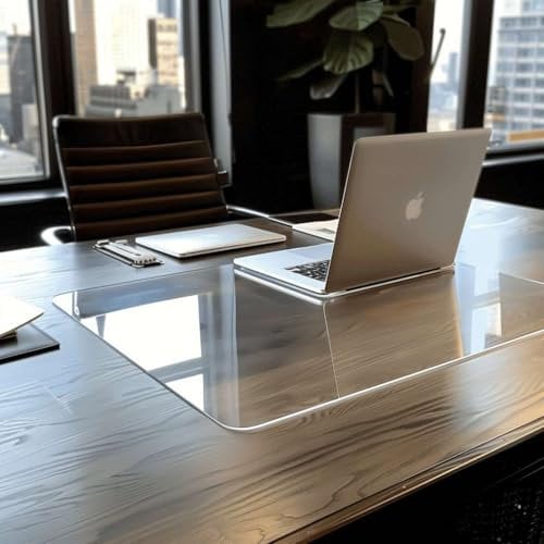 Nicoman Clear Desk Mat, Non-Slip PVC Clear Desk Protector Mat with Round Edge, Heat Resistant & Waterproof Clear Desk Pad Desk Table Protector for Home and Office, Clear, 100x50cm (3.28x1.64ft)