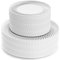 MATANA 120 Assiettes en Plastique Réutilisables Blanches Premium avec Bordure Argentée (60 Assiettes Plates, 60 Assiettes à Dessert) - Solide & Incassable pour Mariages, Anniversaires, Fêtes