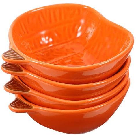 Warmhm 4pezzi Ciotole Ceramica Forma Di Zucca Piatti Decorativi Per Salse e Condimenti Resistenti Al Calore e Adatti Per Microonde e Lavastoviglie Perfetti Per Feste e Cene Famiglia
