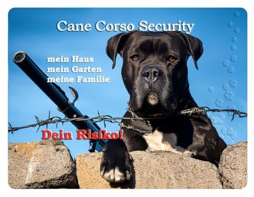 Merchandise for Fans Warnschild - Schild 30x40cm Motiv: Hund Cane Corso Security (05)