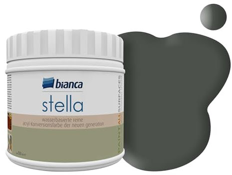 Bianca Stella Pintura para muebles premium sin lijado para cocina y baño, Gris antracita, Brillante, 500ml, a base de agua, pintura acrílica para todas las superficies, madera, azulejos, metal