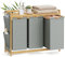 SONGMICS Wäschekorb 3 Fächer, Bambus, Wäschesammler 150 L, Wäschesortierer, mit Ablage, Wäschesack, kleine seitliche Taschen, Wäscheregal, 3 x 50 L, 94 x 33 x 78 cm, taubengrau RLH115G01