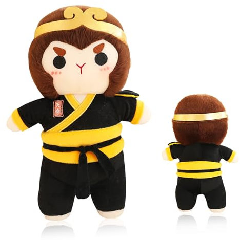 Gxhong Schwarzes Plüschtier, 25 cm Monkey K-ing Stofftier, Schwarzes Myth Kuscheltierpuppen, Charaktere Puppe zum Thema Spiel, für Jungen und Mädchen Geburtstagsgeschenke, Spielefans Plüschtier