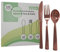 150 Pcs Couvert rose en or, Set Couverts Plastique Fête Réutilisables,BPA-Freie, Couteaux,fourchettes et cuillères 50 chacun, pour Fête Réunion de Famille, Repas de Noces