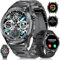 Montre Connectée Homme 1.43 AMOLED Avec Appel Bluetooth pour Android iOS, Acier Noir, 100+ Sports, 400 mAh Batterie, Smartwatch Fréquence Cardiaque Santé Moniteur, 3 Bracelets