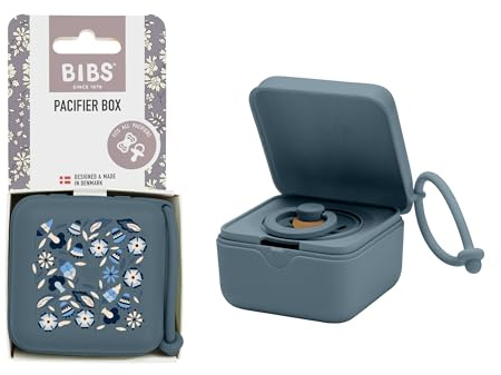 BIBS x Liberty Dummy Box, Steriliser Case, Travel-Friendly, Bobo Petrol | Holds Up to 3 Dummies | Steriliser Case | BPA-Free Food-Grade Material | Easy Access