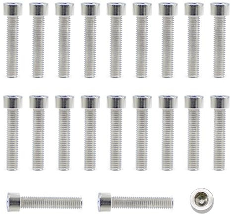 20 pezzi Viti a Testa Cilindrica Norma,M5 x 25 mm,Viti in acciaio inox,Viti Filettatura Completa Bullone Meccanico,per macchine industriali, veicoli a motore, edilizia