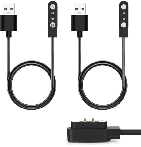 2er-Pack Smartwatch Ladekabel, Ladekabel Smartwatch Magnetisch 2 Polig 4mm Kompatibel mit AGPTEK LW11, Ticwatch GTX, YAMAY SW022, Haylou Solar LS05 - USB-Ladekabel 60 cm Länge - Smartwatch Ladegerät
