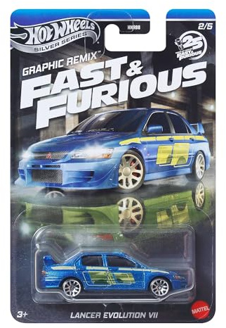 Hot Wheels Fast and Furious Graphic Remix Auto LANCER EVOLUTION VII - Modell Die Cast Maßstab 1:64 - Länge 7cm - JBY47