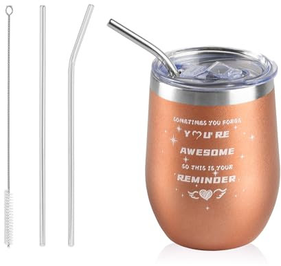 12oz Stainless Steel Wine Tumbler,Insulated Stainless Steel Tumbler with Straw and Lid, Wine Glass Coffee Tumbler,Coffee Mug Coffee Cup,Personalized Mugs for Mum, Sister & Her Birthday Gifts