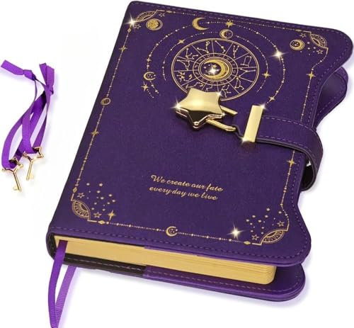 RETZLA Diary with Lock and Keys for Girls Gift Ideas, 360 Kraft Pages Journal for Women, B6 Refillable Notebook for Writing with Bookmark (Blue)