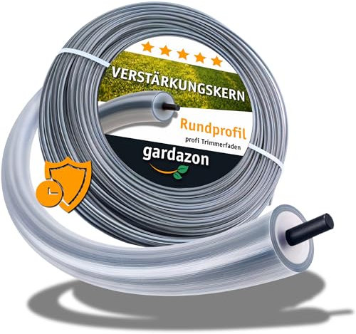 Gardazon Fil de débroussailleuse 3mm renforce 50m (Ronde) - Attention - Extrêmement résistant - Fil Coupe Bordure - Fil pour Rotofil - Bobine de Fil debroussailleuse incassable