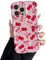 branple Compatible with iPhone 13 Pro Max Case, Cute Wave Curly Pink Cherry Bow Phone Case for Women, Soft TPU Shockproof Protection Cover Designed for iPhone 13 Pro Max 6.7 inch
