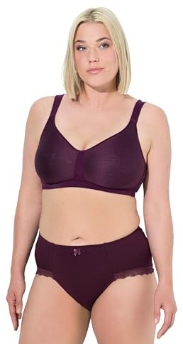 Ulla Popken BH, Spacer, Ohne Bügel, Mikrofaser, Cup C-e Bra, Rouge Raisin, 110B Femmes