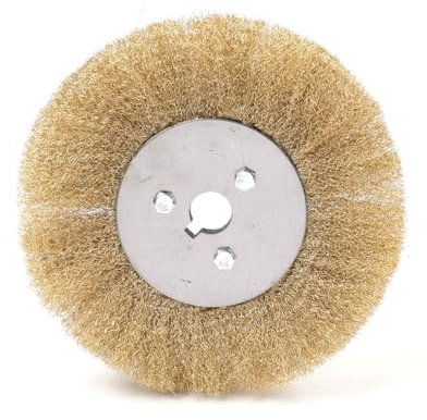 SIKUAI 1 cepillo plano de latón con alambre de cobre de 6 con orificio para pulir y esmerilar ruedas de metal amarillas.