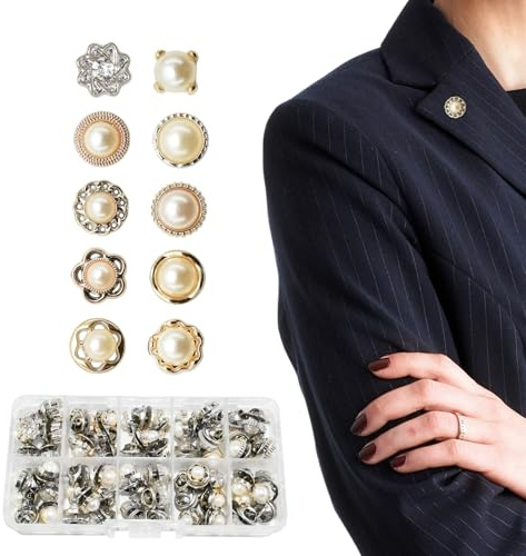 80Pcs 10 Styles Pearl Brooch Buttons Butterfly Clutch Pins Mini Brooch Cover Buckle for Shirts Skirts DIY Projects (8mm-12mm)