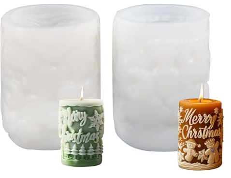 2 Stück Kerzenform Silikon Weihnachten, Kerzen Gießen Formen Weihnachten Kerzenformen zum Gießen Silikon Weihnachten Schneemann Kerzen Formen Christmas Tree Candle Moulds Diy Silikonform Weihnachten