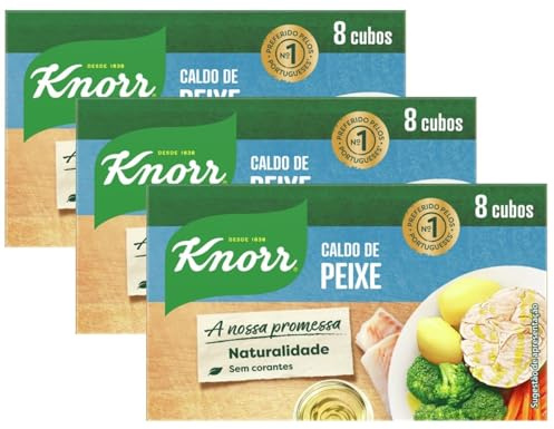 Knorr Fish Stock Cubes – Set of 3 x 8 Cubes (24 Total) – Fish Broth for Soups, Stews, Paella & Sauces – Rich Seafood Flavour | 240 g