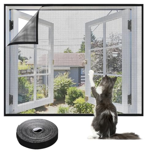 Fenster Fliegengitter Katzensicher, 130X150CM Katzengitter Fenster Ohne Bohren Katzennetz, Kratzfest Katzen Fenstergitter Stabil für Fenster Dachfenster Fly Net Mosquito Net for Windowsr