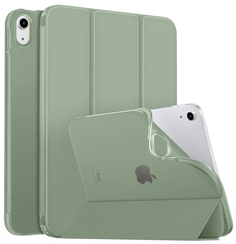 MoKo Hülle für iPad (A16) 11./10. Generation (2025/2022), Salbei Grün | Dünn Ständer Schutzhülle mit Weicher TPU-Rückseite Ultradünne PU Leder Schutzhülle Unterstützt Touch ID Auto Schlafen/Wachen