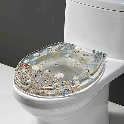WC-Sitz mit Absenkautomatik, transparentes Harz für U-V-O-Toiletten, mehrfarbig, 1 Stück (H-Stil), einfache Installation, langlebiges Design