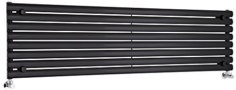 MILANO Black Horizontal Single Oval Panel Radiator 472 x 1790mm