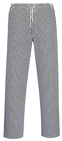 Portwest Pantaloni Bromleys Chef, Taglia Regolare, Colore: Blu/Bianco, Taglia: M, C079CHRM