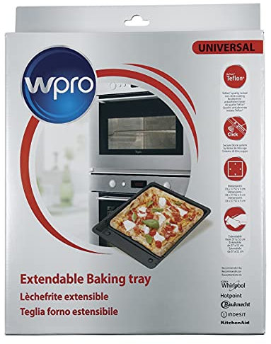 Wpro UBT521 Bandeja de horno extensible 370 – 520 mm x 330 mm x 30 mm, antiadherente Wpro UBT521 para horno, horno, también Whirlpool Bauknecht 484000001172 484000008435