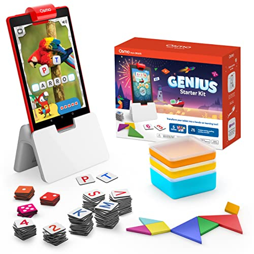 Osmo - Genius Starter Kit für Fire-Tablet - 5 interaktive Lernspiele - Alter 6-10 Jahre - Mathematik, Rechtschreibung, Kunst, Kreativität und Physik