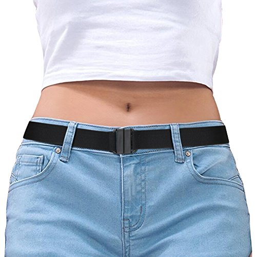 Black Adjustable Elastic Belt for Women Mens Belt for Kids Ladies Stretch Waist Belt Jeans Dress Belt, No.1 Black, Suit Waist 23inch-40inch