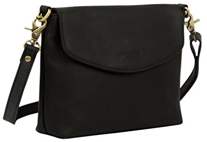 HOLZRICHTER Berlin Umhängetasche No 1-2 (M) schwarz-anthrazit - Kleine Handtasche für Damen handgefertigt aus Premium-Leder…