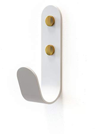 The Hairpin Leg Co. Metal J Wall Hooks Single - White/Brass